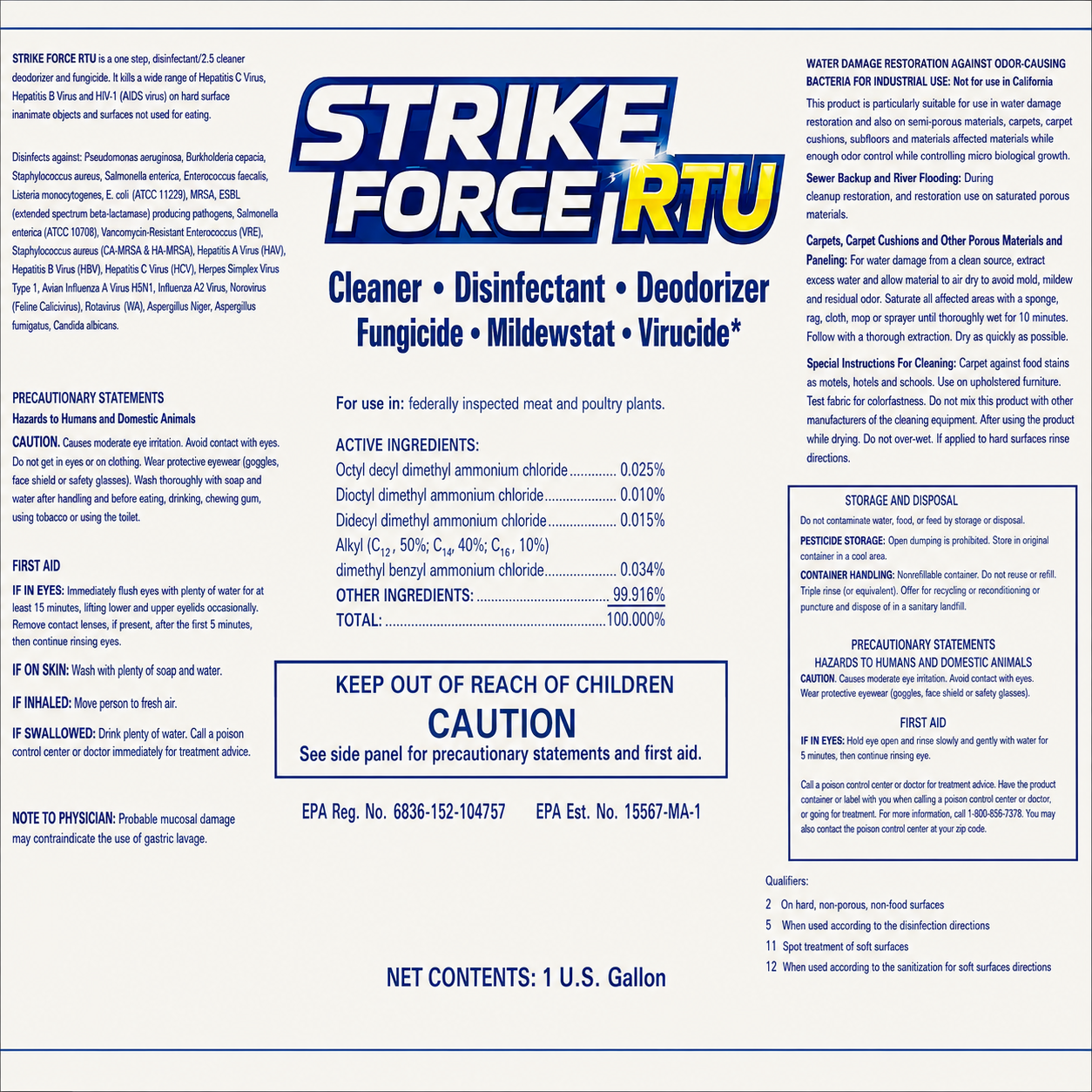 Strike Force RTU — Ready-to-Use Cleaner, Disinfectant &amp; Deodorizer